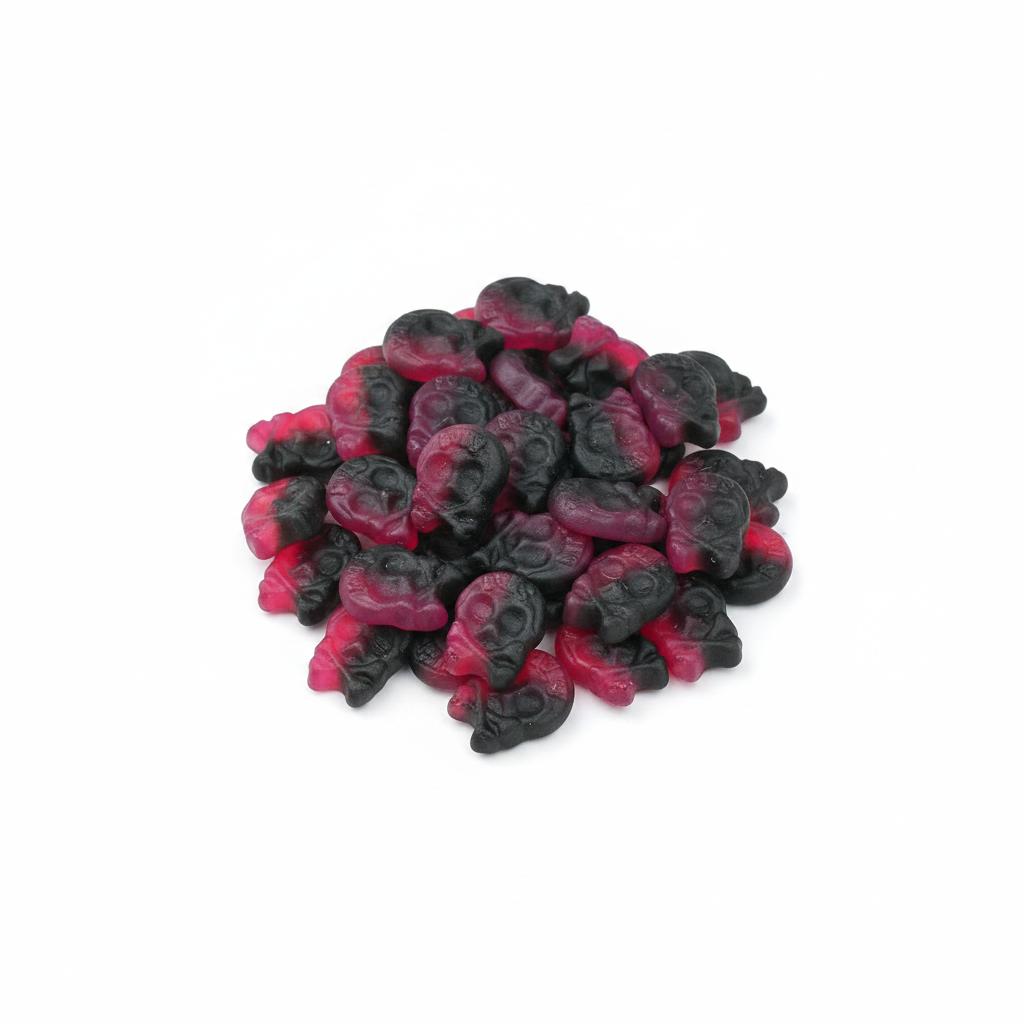 Bubs Mini Raspberry/Licorice Skulls Mini