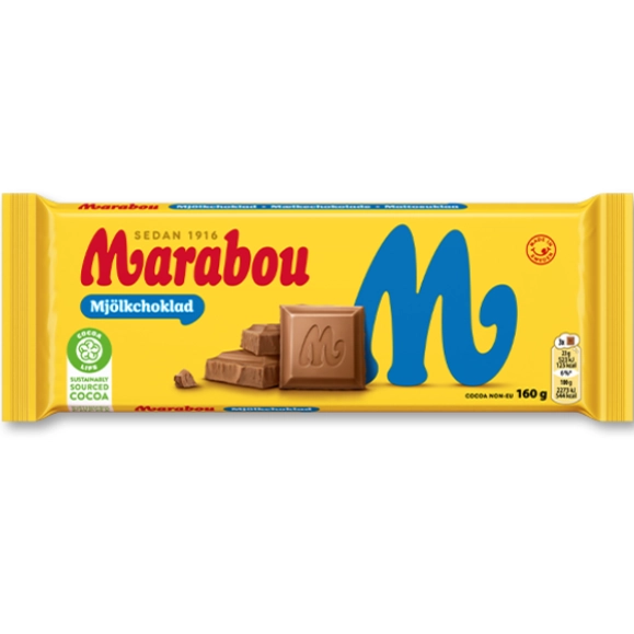 Marabou Milk Swedish Chocolate Bar 160g- Classic Creamy Milk Chocolate