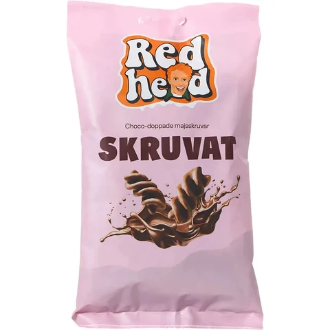 Redhead Skruvat Viral Swedish Chocolate Snack 100g - Choco-Dipped Corn Twists